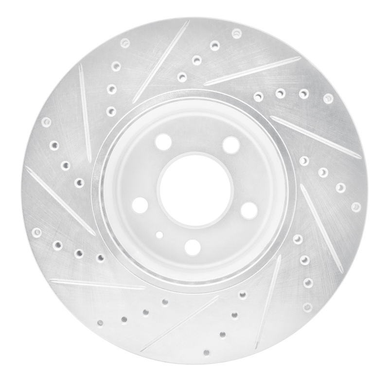 Audi Q5 Brake Rotor (1) - Front Right - R1 Concepts - Drilled & Slotted - Silver - `08-`12